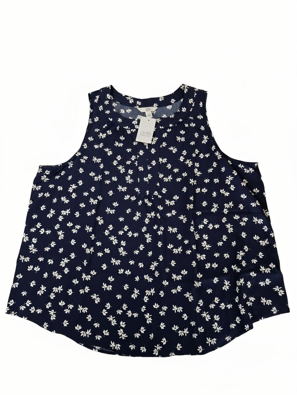 croft & barrow Navy Floral Notch-Neck Sleeveless Camisole - Picture 8 of 9